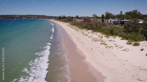 Jervis Bay in Australia. Beautiful blue bay with white sand and picturesque vegetation