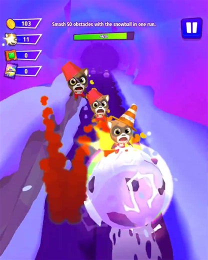 Talking Tom Hero Dash Lunar Explorer Angela Smash 50 Obstacles with the Snowball Funny Race Gameplay