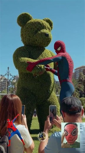 Spiderman and Iron Man Create a Bear Topiary 🧸#spiderman #ironman #topiary #shorts #youtubeshorts