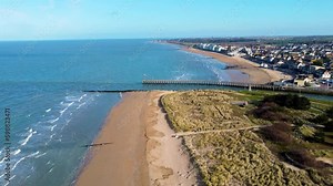 Plages du débarquement, seconde guerre mondiale, Juno Beach, Courseulles-sur-Mer, drone, 4K