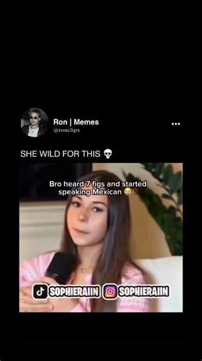 Ron | Memes on Instagram: "This video is a short, humorous skit featuring content creator Sophie Rain, which has been turned into a meme to satirize her business approach. The clip shows a continuation of an interview where Sophie is asked about an opportunity to take her "V-card" for a seven-figure sum. Sophie initially responds with a dramatic "No" and questions why she would do that. However, the scene quickly changes tone as another person, likely another creator participating in the skit, s