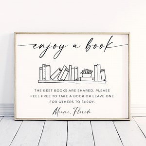 Editable Airbnb Library Sign, Book Sharing Template, Airbnb Library Sign, Book Exchange for Lending Library, Downloadable, Canva Template - Etsy UK