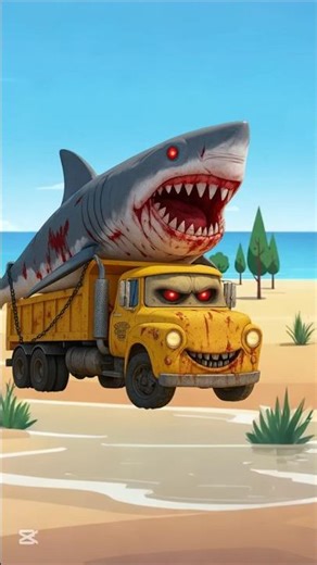 Zombie Truck carrying Shark, Whale & Dolphin! 🦈🐋🐬 Fun cartoon animation for kids. 🚛✨