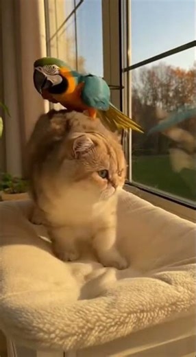 10 Brave Parrots Explore the Cat's Sunny Spot