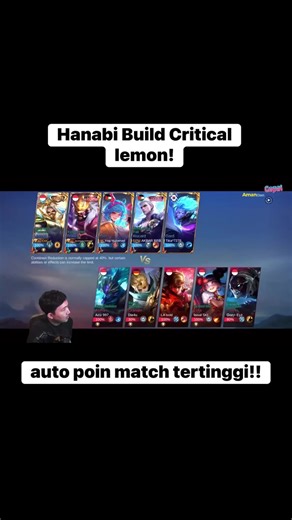 Tutorial Hanabi Build Critical Lemon #Lemon #Mlbb #mobilelegends #Proplayer #karyagame