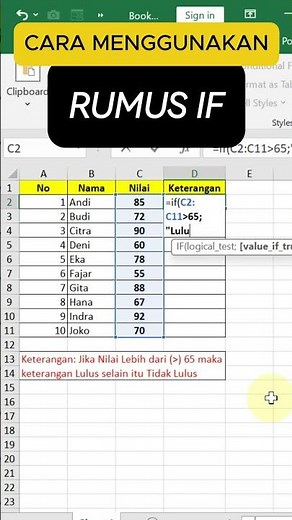 How to Use the IF Formula in Excel #excel #if #IF #ifformula #excelpemula pemula