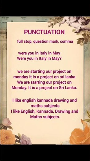 PUNCTUATION - full stop, question mark and comma.