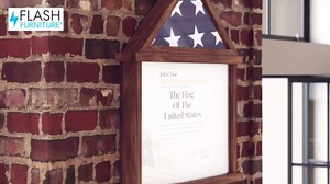 Flash Furniture Quincy Flag and Certificate Display Case, Solid Pine Wood Flag Shadow Box Fits 9x5 Folded Burial Flag, Dark Brown Finish