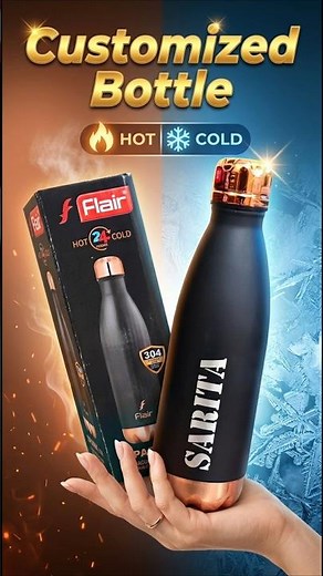 Customized Name Bottle 😍 | Hot & Cold 24 Hours Flask Review 🔥❄️ Flair Spark 500