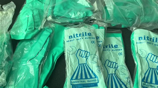Heavy-Duty Nitrile Gloves with Cotton Liner Acid Alkali Resistant Chemical and Oil Immune Latex Rubber Free