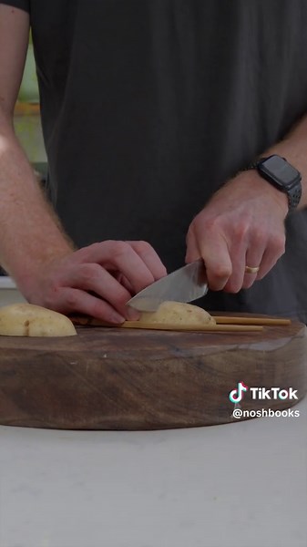 A simple method to make Hassleback potatoes in your air fryer. From our new book NOSH Air Fryer