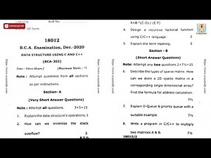 BCA 3RD SEM DATA STRUCTURE USING C AND CPP DEC 2020 | CCSU