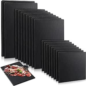 Didaey Set of 18 Slate Boards Black Slate Board Cheese Board Serving Stone Plates Sushi Cheese Tray Individual Platter for Christmas Chalkboard Cutting Food Cake Fruit Meat(Square)