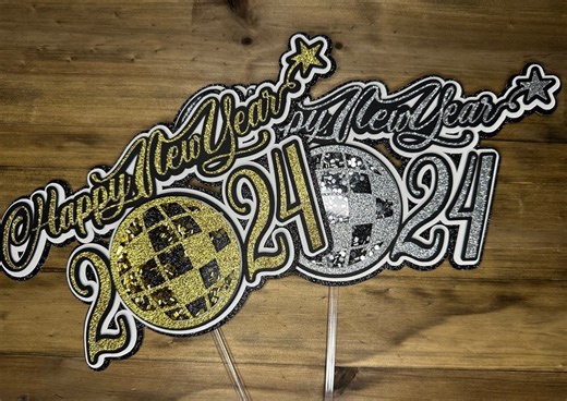 Glittered Happy New Year Cake Topper: Holiday Party Decoration - Etsy