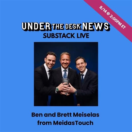 15K views · 137 reactions | TOMORROW! 2pm eastern V & the guys at @meidastouch talk Maxwell prison deal, who’s doing the most for the Dems and how the brothers built the Mighty Meidas network and crushed Joe Rogan’s podcast ranking in the process. . https://open.substack.com/live-stream/50804?r=kxizk&utm_medium=ios | Under The Desk News | Facebook