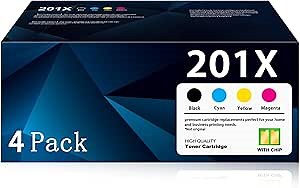 201X Toner Cartridge 4 Pack High Yield Compatible for HP 201X 201A Color Laser Jet Pro MFP M277dw M252dw M277n M277c6 M252n M277 Printer CF400X CF401X CF402X CF403X Black/Cyan/Yellow/Magenta