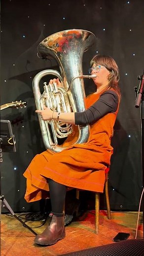 Danielle Price playing Tuba with the Traveling Janes at The Toulouse Lautrec Jazz Club, London.