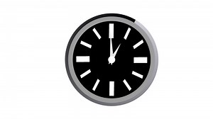 Download Animation of Clock Icon for time display Black White background for free