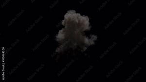 Explosion from a bomb or missile, heavy smoke and fire, two speeds including slow motion, 25p, with alpha for transparent background