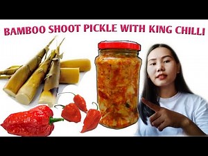 Bamboo shoot pickle with ghost chilli |Bamboo shoot pickle recipe|easy recipe / bamboo shoots achar