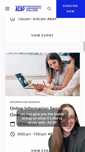 Have you registered for an ACAP Online Information Session? It’s now or never! 🏃Don’t miss out! Register before it’s full 🔗👉 https://www.acap.edu.au/events/ #infosession #psychologycareers #studycounselling #socialwork #criminology #coaching #psychology #studypsychology #highereducation | ACAP University College