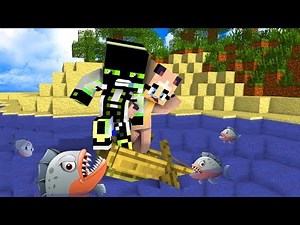 ROMAN UND ICH WERDEN VON PIRANHAS GEJAGT! Minecraft [Deutsch/HD]
