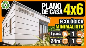 Plano de casa 4x6 🏡 Fachadas de Casas Modernas | Tiny House 4x6 24 sqm - Plano 3D
