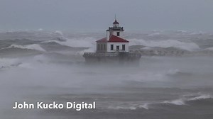 The 80 MPH Gust: An otherworldly sight on Lake Ontario at Oswego, NY this morning. This is 40 raw seconds of footage, captured in the 8:54am timeframe when a 80 MPH wind gust was recorded at the nearby Coast Guard station. Never seen this Great Lake like this—truly amazing! | John Kucko Digital