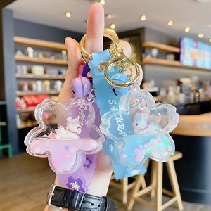 [Hot Item] Oil Liquid Quicksand Keychains Ecofriendly Custom Unicorn Floating Car Key Chain Acrylic Charms Sakura Liquid Keychain