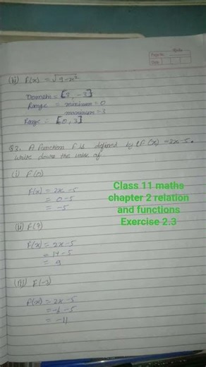 class 11 maths chapter 2 relation and functions Exercise 2.3