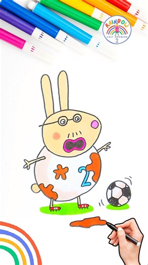 Draw Peppa Pig Rabbits | Draw Peppa Daddy Rabbit Wow 🌈🐰#peppapig #cartoon #shorts #football