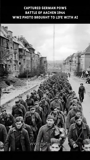 WWII Photo: Captured German POWs 1944 Aachen