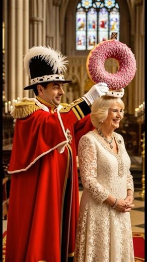 Camilla Wears a Donut Crown Thanks to Mr Bean 🤣👑 #shorts #camilla #mrbean