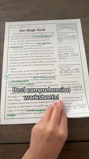Teacher must have - best reading comprehension worksheets