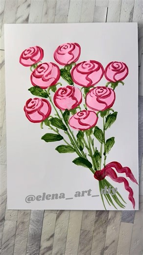 Как ЛЕГКО нарисовать РОЗЫ🌹#легкиерисунки #простыерисунки #простойспособ #розы #рисунок