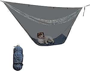 onewind Hammock Mosquito Net, Camping Hammock Bug Net with Zipper No See Um Mesh Lightweight Camping Bugnet with Floor for 11ft 12ft Hammock for Hiking Backpacking with Furry Friends