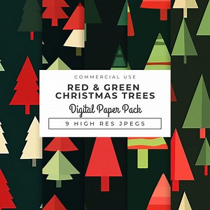 Red & Green Christmas Tree Digital Papers, Seamless Holiday Patterns for Scrapbooking, Wrapping Paper, Cards, Crafts, Printables Designs - Etsy Canada