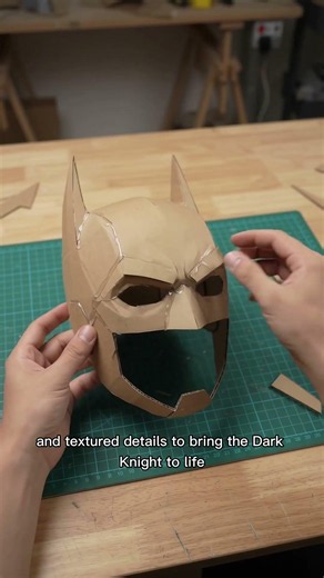 DIY Cardboard Batman Mask (Insane Details!) #shorts