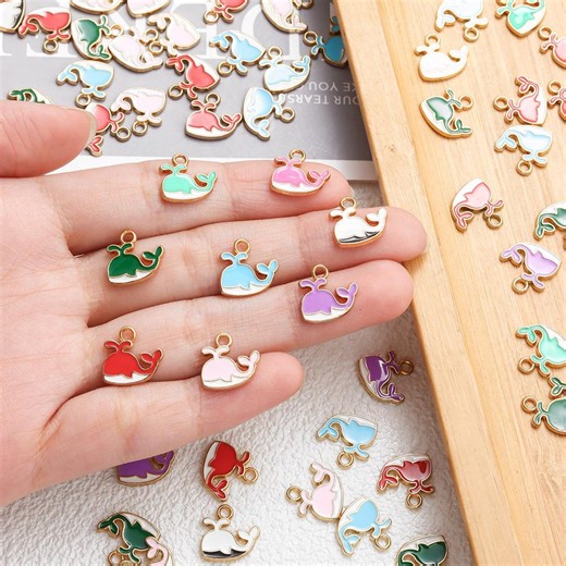 10pcs Enamel Cartoon Drip Oil Whale Charm Pendant for DIY Jewelry Making Accessories - Etsy
