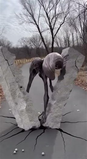 Strange Alien Creature Emerges from Stone Monolith! #alien #horror