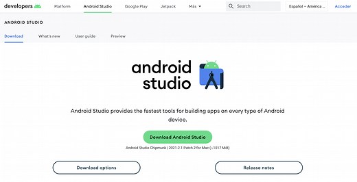 Instalación de Android Studio Chipmunk y primera aplicación -