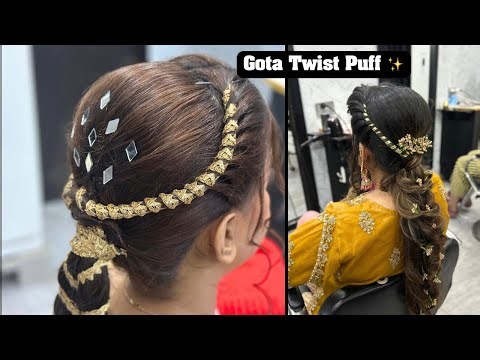 Gotay Braids Mehndi Hairstyle ✨ Mirror Work Hair Look | Client Mehndi Hair Tutorial