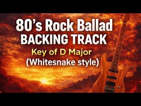 80's Hard Rock Ballad Backing Track - Key of D major (Whitesnake style)