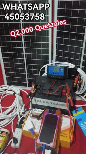 NUEVO AÑO CON ENERGIA SOLAR. Te Presentamos la mejor Planta Solar 🏠⚡🇬🇹🤩😱 para que ahorres en tu pago de energía eléctrica. O para que cambies a energia SOLAR.☀️☀️⚡ Este kit le trae: [ ] dos paneles de 18 voltios y 30 watts que le mide 70x40 cm [ ] Un controlador de 10 Amperios digital con dos salidas USB y una salida de 12 voltios con capacidad de ampliar el kit ya sea con mas paneles o mas baterías. [ ] 7 Metros de cable paralelo de el panel al controlador. [ ] Una Batería Solar de 12 Volt