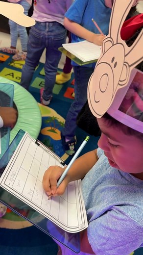 The kids love anytime they get to play headband games so let's make it REINDEER GAMES! They find a partner, say the word, segment the sounds and write the words on their paper! Here's the hack: our headbands are laminated sentence strips, fitted to each kid. Each one has its name or initials on it, so we know who they belong to. Anytime we play the game, we just pass them out to the correct kid! Each headband features a clear adhesive pocket on the front, allowing us to easily slide cards or pic