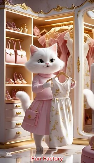 Fancy Feline: Cat’s Luxurious Wardrobe Moment✨👗🐱