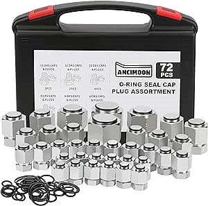 72PCS ORFS Flat Face Seal Cap and Plug Kit, Hydraulic Flat Face Fittings For Hose, 36PCS O-Ring Replacement