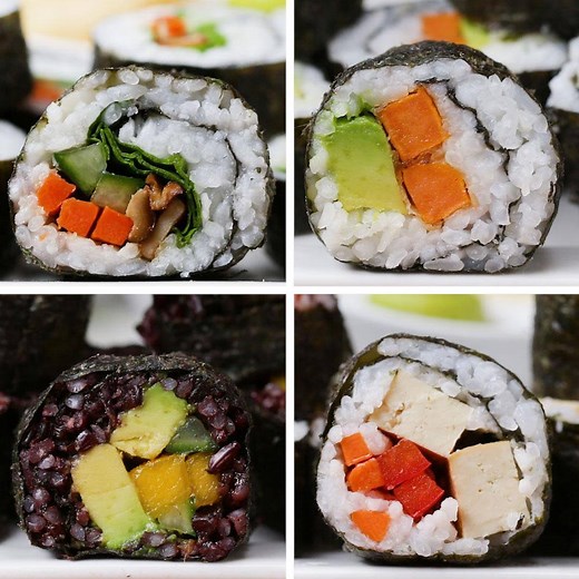 Veggie sushi is easier to make than you think! 🍣 FULL RECIPES: https://tasty.co/recipe/veggie-sushi-4-ways | Tasty UK