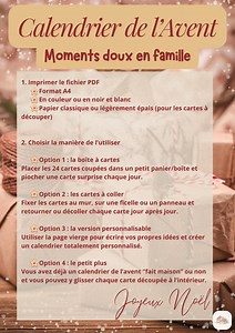 Printable Advent Calendar (PDF) - Sweet Family Moments - 24 Activities to Count Down to Christmas