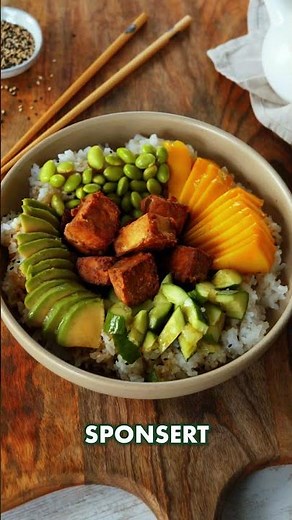 Crispy Tofu Sushi Bowl with Mango 🥭🍣🔥 #sushibowl #crispytofu #yummy